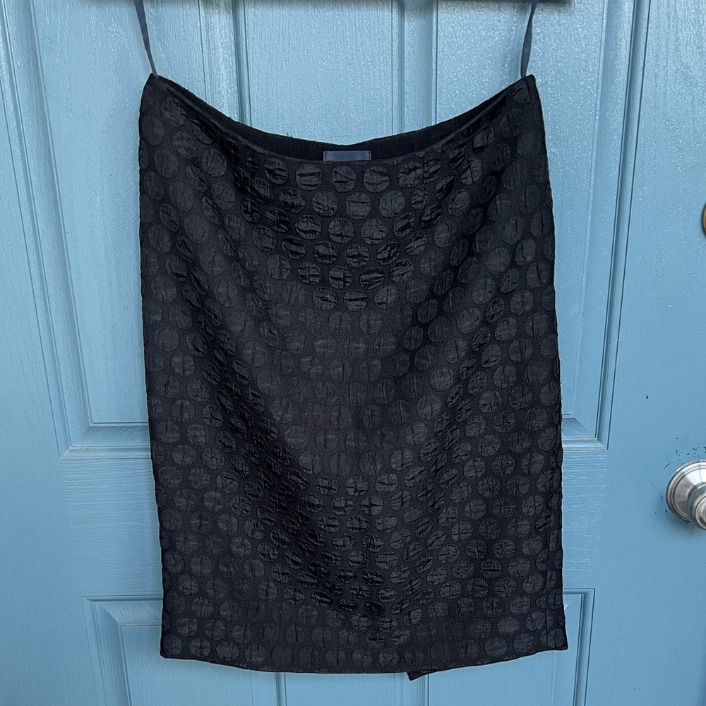 Maeve Anthropologie Black Textured Polka Dot Skirt